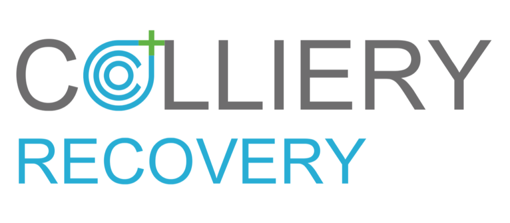 Modré logo společnosti Colliery Recovery. Klienta společnosti DietSystem